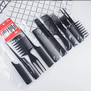 10 Pcs Hairdressing High Quality Salon Barber Massage Variety Gears Assorted Pack Plastic Hair Comb Set