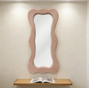 Specchio da terra a parete in velluto decorativo di grandi dimensioni, nuovo design <span class=keywords><strong>2026</strong></span>, personalizzabile, moderno, in tessuto, per soggiorno e corridoio, a figura intera - Product Image 2