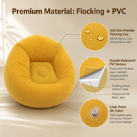 Canapé gonflable floqué confortable, chaise longue gonflable individuelle, canapé pliable pour salon, chambre et camping
