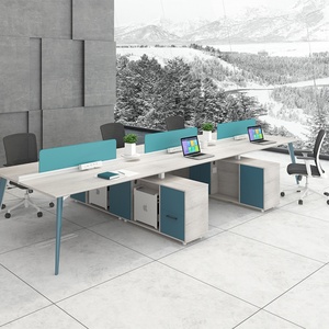 Modern 6-Person <b>Office</b> <b>Computer</b> Tables Wooden PC Cubicle Partition Desks and Workstations for Workshop Use - Product Image 4
