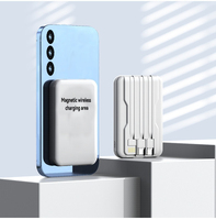 Batterie externe magnétique sans fil portable 10000mAh PD 22.5W à charge rapide avec câble USB intégré et écran LED, fine pour téléphone