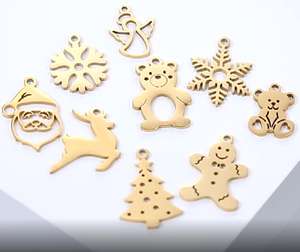 Cerf fantôme métal créatif acier inoxydable jour de noël flocon de neige bijoux à bricoler soi-même petit <span class=keywords><strong>trou</strong></span> pendentifs à breloques de noël pour les vacances - Product Image 1