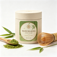 Étiquettes rectangulaires personnalisées en rouleau, motif Matcha Oriental, ligne dorée, centre rond, autocollantes pour l'emballage de boîtes de thé, impression