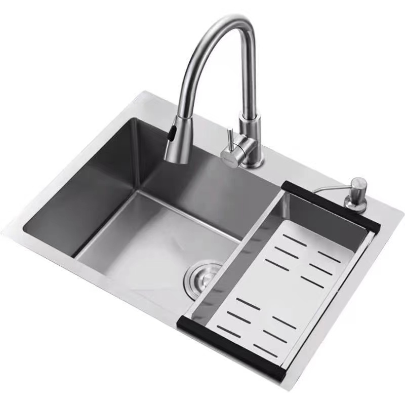 Vendita calda lavabo profondo Nano vasca singola in acciaio inox spazzolato lavello sottotop da cucina fatto a mano