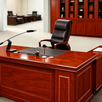 Escritorio Ejecutivo de Lujo, Escritorio de Madera para Gerentes con Gabinete de Almacenamiento, Muebles de Oficina Modernos para Espacios Corporativos