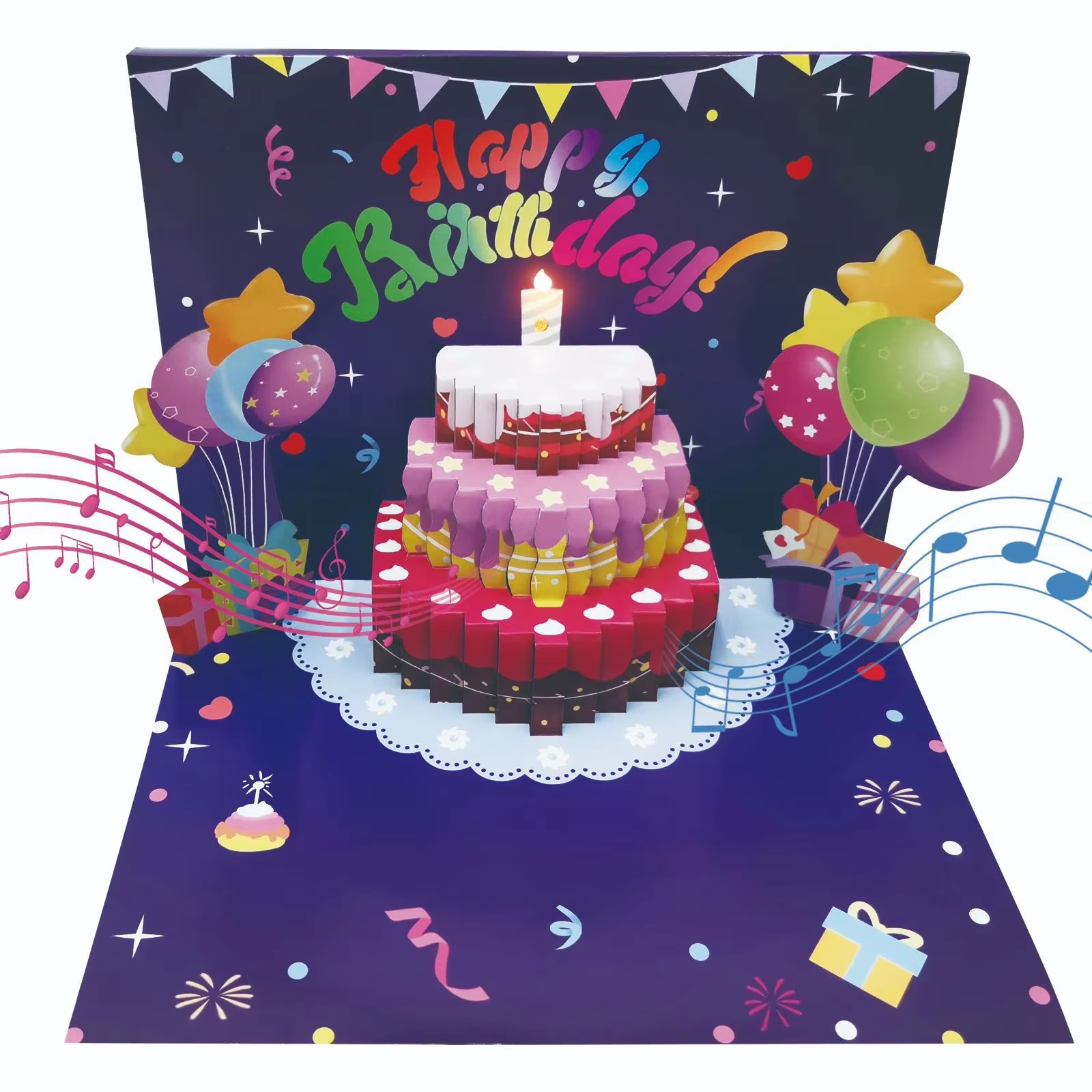 Three-layer cake music greeting card