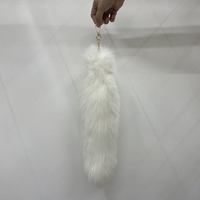 Porte-clés de luxe en vraie fourrure de renard, grand breloque de sac en fourrure moelleuse, vente en gros