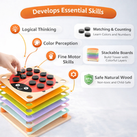 Jeu de mémoire en bois de haute qualité pour enfants, échecs Montessori, jouets éducatifs HS-IN065 pour 3 ans et plus - Entraînement à l'attention et à la logique