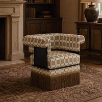 Fauteuil d'appoint moderne et confortable avec garniture à franges et coussin moelleux pour salon, chambre, bureau et coin lecture
