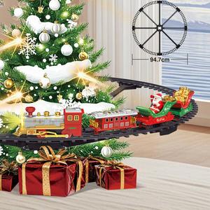 Tren de pista de Navidad, juguete con ranura, montaje educativo creativo, iluminación, música, tren de juguete clásico, tren eléctrico de juguete de plástico - Product Image 4