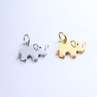 Pendentif DIY en forme d'éléphant mignon, en acier inoxydable poli miroir
