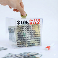 Boîte à épargne en acrylique transparente personnalisée, défi d'épargne de 10 000 $, tirelire numérique, boîte à briser les chiffres pour enfants, filles, argent liquide, pièces de monnaie, coffre-fort