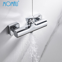 Robinet de salle de bain mural contemporain Momali en laiton, mitigeur de douche à poignée unique avec jets de massage et de pulvérisation