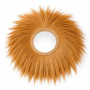 Espejo de Pared Redondo de Ratán Estilo Boho, Diseño Decorativo de Rayos de Sol Hecho a Mano para Decoración del Hogar y Sala de Estar - Product Image 3