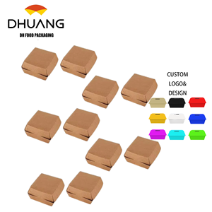 Boîtes à repas en kraft naturel pour pique-niques en plein air, supports alimentaires pour hamburgers, frites et friandises délicieuses pour fêtes, boîte marron - Product Image 1