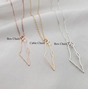 สร้อยคอโครงร่างแผนที่อิสราเอลอิสราเอลพร้อมสร้อยคออิสราเอล - Product Image 1