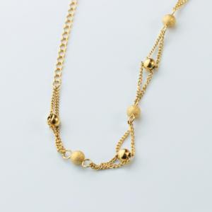 Factory Bulk Double Strand Gold <b>Bead</b> Women's Bracelet 304/316L Stainless Steel Matte Ball Chain Waterproof Trendy Wholesale Gift - Product Image 3