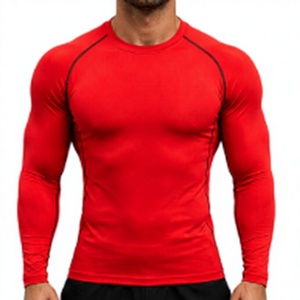 HAWK SPORTS INDUSTRIES Men Knitted Polyester Compression Body Shaping Long Sleeve Crew Neck Solid Quick Dry Sporty Base <b>Top</b> - Product Image 1