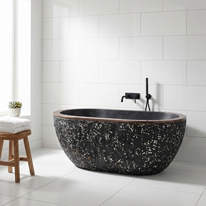 อ่างอาบน้ำรูปวงรีสั่งทำพิเศษสุดหรูหราทันสมัย ลายหยกหมึก ลายภาพวาดหมึก แบบตั้งพื้น สำหรับแช่ตัวในห้องน้ำ วิลล่า โรงแรม บ้าน - Product Image 5