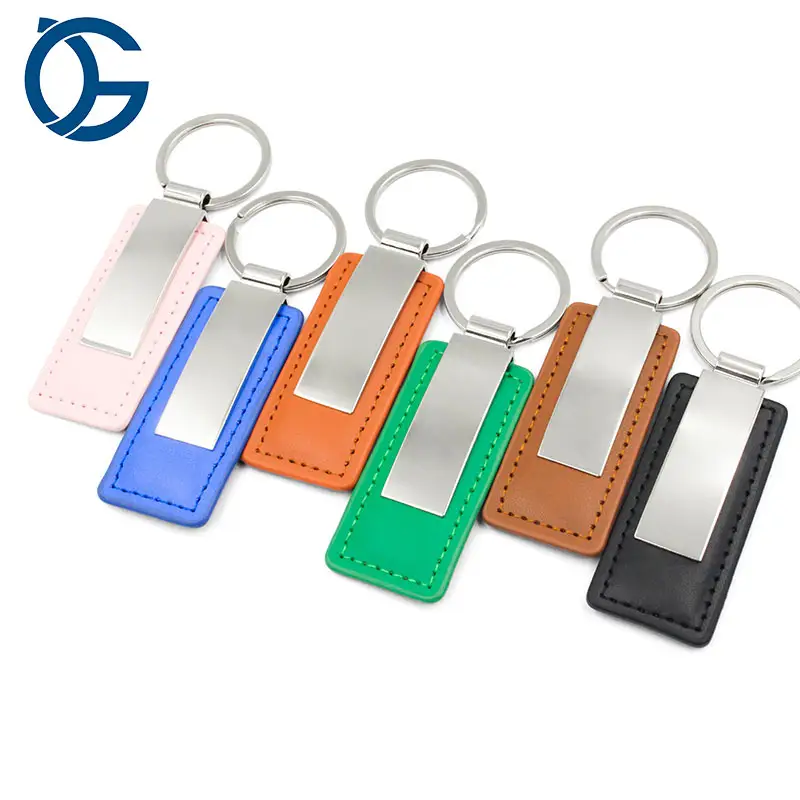 Bán buôn Logo Key Rings Keyring Key pendant kim loại sang trọng Keychain tùy chỉnh PU da thăng hoa trống da Keychain