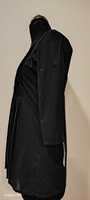 Robe mini noire unie à col en V, coupe trapèze, manches trois quarts, ourlet plissé, boutonnée sur le devant, en coton tissé, coupe ample, pour usage quotidien