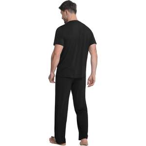 ชุดนอนผู้ชายแบบกำหนดเอง ชุดนอนแขนสั้น ผ้าวิสโคสเย็นสบาย ชุดลำลองผ้าไผ่ มีกระเป๋า ไซส์ S-XXL - Product Image 1