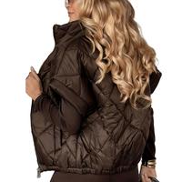Veste sans manches à col montant pour femme, manches trois quarts, élégante et décontractée pour l'automne et l'hiver, prix direct usine