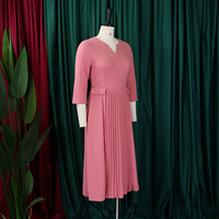 Robe Courte de Bureau Élégante et Décontractée pour Femme, Couleur Unie, Manches Mi-Longues, avec Ceinture, Style Africain, Nouvelle Collection Printemps-Automne 2025
