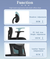 Chaise de bureau pivotante noire moderne pour la maison ou l'atelier, avec soutien lombaire, hauteur réglable, confortable, en tissu maillé pour les longues sessions assises