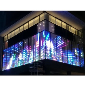 Écran à mailles quadrillé polychrome écran led transparent intérieur extérieur verre transparent led écran d'affichage mural - Product Image 1