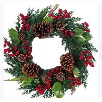 Dekorasi Rumah Natal Berkualitas Tinggi untuk Lintas Negara, Karangan Bunga Buatan dari Pinecone Merah, Modern, Buatan Tangan, Tahan Lama, untuk Pintu Depan dan Pesta