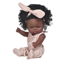 Geringe Mindestbestellmenge Grenzüberschreitender Bestseller 35cm Schwarze Weiche Gummi-Reborn-Babypuppe aus Vinyl Realistisches Spielzeug JX-270 Farbbox
