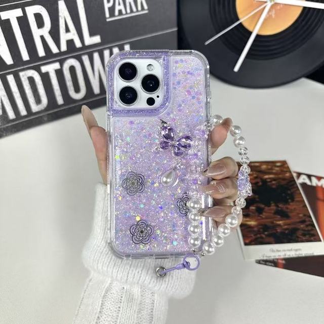 Victor Luxury Glitter Crystal Butterfly TPU PC Phone Case 16 15 14 13 Pro Max Pearl Shockproof Scratch Resistant Clear 2.0mm