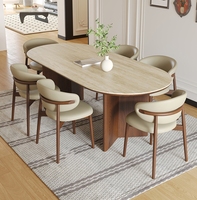Table à manger en bois massif de soufflerie antique française ensemble petite Table de plaque de roche ovale de ménage avec chaise pour repas de famille