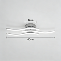 Plafonnier LED personnalisable argenté 18W 2000LM, design incurvé moderne en métal, éclairage encastré pour salle à manger et salon