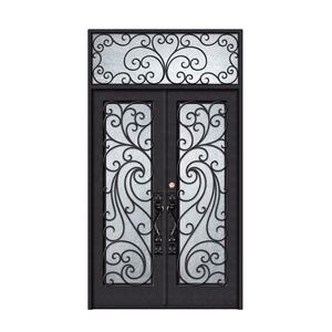 Arcos Diseño de Puerta de Hierro frontal Diseño de puerta doble de hierro forjado Puerta de seguridad de metal principal con rotura térmica de vidrio - Product Image 6