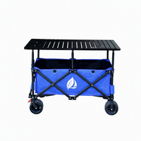 Carrito Plegable y Ajustable de Cuatro Ruedas con Mesa de Altura Ajustable, Carrito Multifuncional para Alimentos y Herramientas para Exteriores