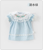 Robe d'été en dentelle de style européen pour petite fille, robe à volants pour bébé, tenue décontractée en coton pour enfants