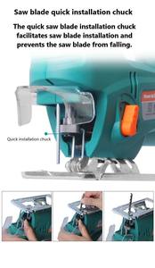 980W Industrial Corded Brushed Motor Jig <b>Saw</b> Variable Speed 220V 66mm Cutting 165mm Blade Diameter 55mm - Product Image 6