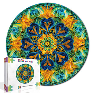 Puzzle personnalisé rond mystique mandala 2026, fabricant de puzzles, puzzle de 1000 pièces pour adultes - Product Image 1