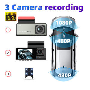 High-Definition 1080P 3-kanaals Dashboardcamera Auto Dvrsvideo Recorder Met Driewegcamera <span class=keywords><strong>2</strong></span> Inch Zwarte Doos - Product Image 2