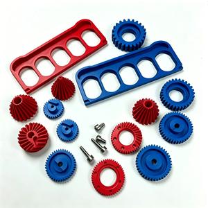Kit de Ensamblaje de Soporte de Engranajes de Aluminio Mecanizado por CNC, Engranajes Cónicos y Rectos de Precisión Anodizados en Rojo y Azul, Acero Inoxidable, Guangdong - Product Image 3