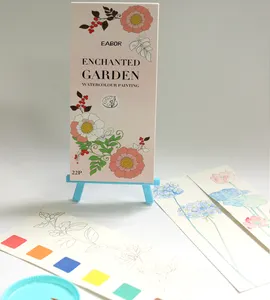 2023 새로운 스타일 수채화 색칠하기 책 사용 가능한 책갈피 수채화를위한 손 그림 책