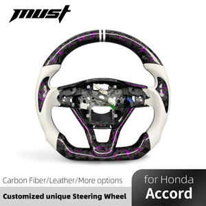 10 वीं पीढ़ी के 2018-2022 स्टाइलिश टॉप रेसिंग स्ट्रिप के साथ होंडा समझौते के लिए अनुकूलित जाली कार्बन फाइबर चमड़े स्टीयरिंग व्हील - Product Image 2