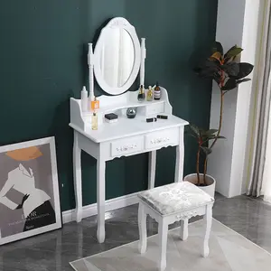 Vanity Dresser White Furniture Schmink tisch mit Spiegel und Hocker für Schlafzimmer