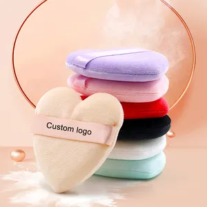 SAIYII Cute Heart Shaped Velvet Powder Puff Soft Love Design Velour Makeup Sponge Puff Cosmetic Powder Puff For Girls