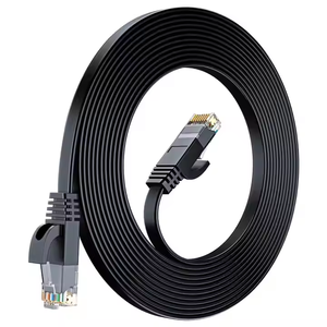 Câble plat de communication <span class=keywords><strong>Ethernet</strong></span> Cat6 haute vitesse 32AWG Conducteur solide BC PVC UTP RJ45 8P8C Câble de raccordement <span class=keywords><strong>Blanc</strong></span> Noir Réseau Lan - Product Image 2