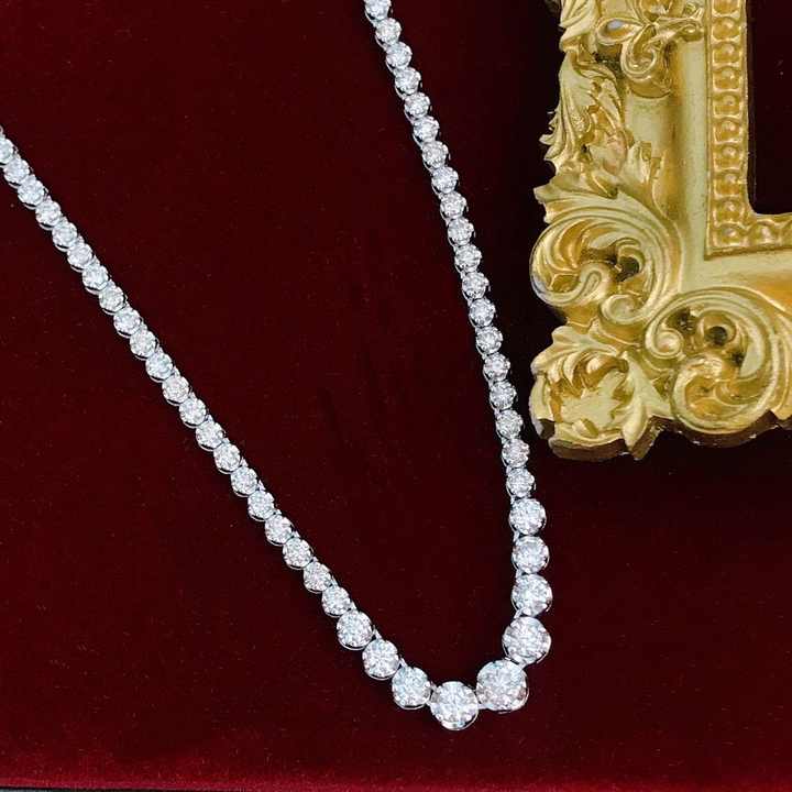 Luxury 6Carats Natural Diamonds Necklace 16inch Choker in 18k Gold