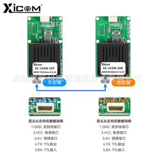 Transceptor Óptico de Video de 1 Canal Xicom 155M TTL FPV, Módulo de Fibra Óptica de 20 km, Terminal FC Aire-Tierra, Placa Verde - Product Image 3