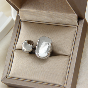 Anillo de Acero Inoxidable Pulido Ovalado con Apertura Chapado en Oro de 14K, Superficie Brillante, Anillo de Moda Unisex para <span class=keywords><strong>Boda</strong></span>, Compromiso, Aniversario, Regalo - Product Image 5